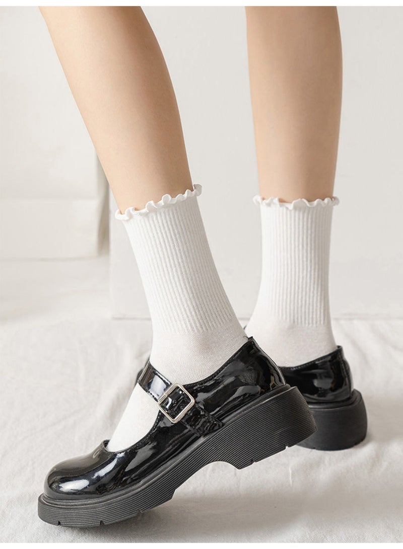 DEYVI 6 Pairs of Ruffle Socks Women, Cute Ruffle Ankle Socks - Image 2